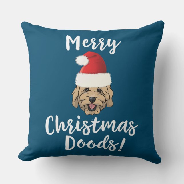 Merry Christmas Goldendoodle Funny Golden Doodle Kudde (Framsida)