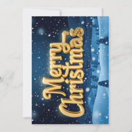 "Merry Christmas" goldene Schrift im Schnee Inbjudningar