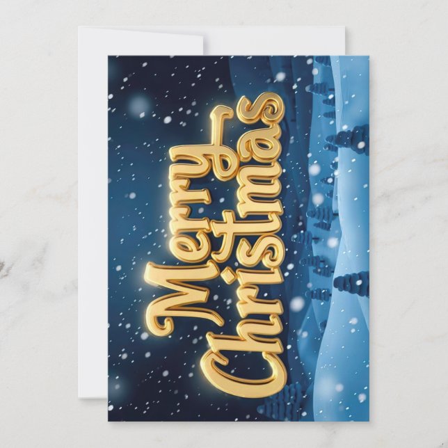  "Merry Christmas" goldene Schrift im Schnee Inbjudningar (Framsida)