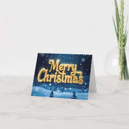 "Merry Christmas" goldene Schrift mit Schnee Helgkort