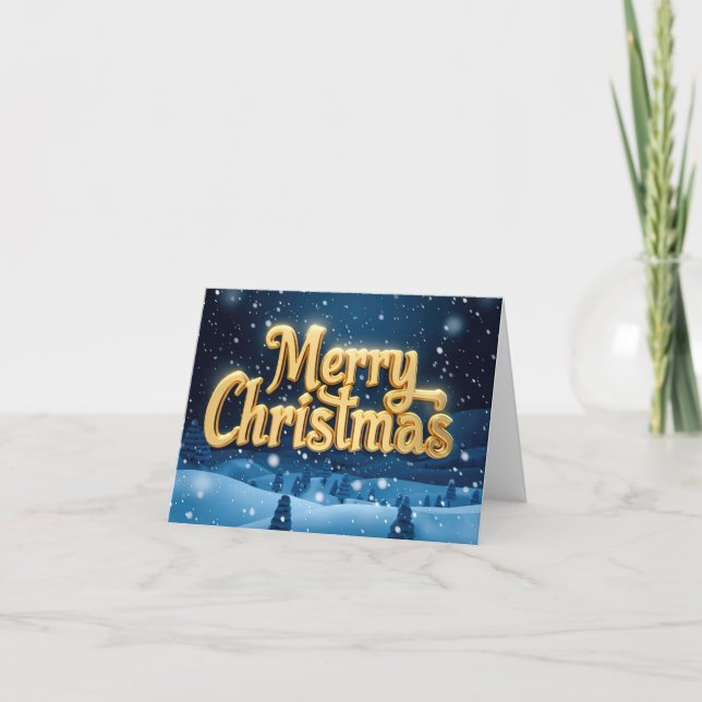 "Merry Christmas" goldene Schrift mit Schnee Helgkort (Framsida)