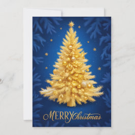 Merry Christmas - Goldener Weihnachtsbaum Inbjudningar