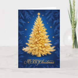 Merry Christmas - Goldener Weihnachtsbaum Kort