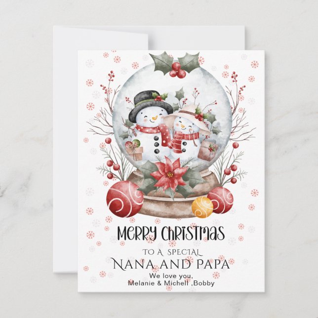 Merry Christmas Grandma & Grandpa Custom Name Card Julkort (Framsida)