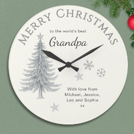 Merry Christmas Grandpa Cream Keepsake Stor Klocka