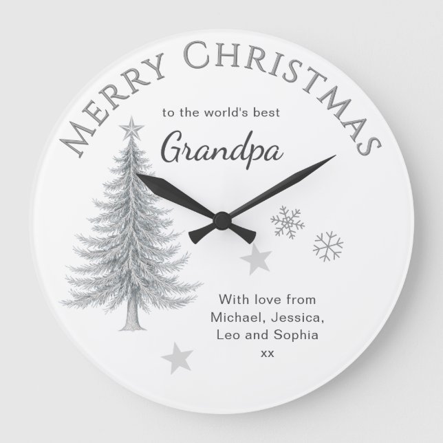 Merry Christmas Grandpa Personalized Keepsake Stor Klocka (Framsida)