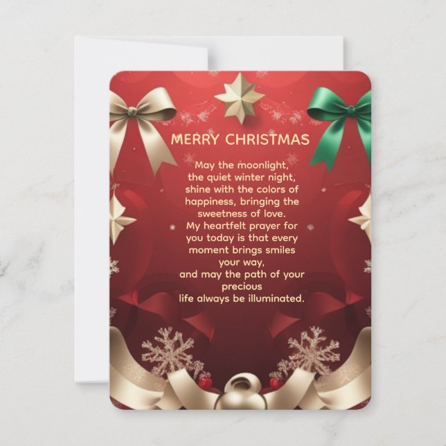 Merry Christmas Greeting Card with Festive Ribbons Julkort (Framsida)