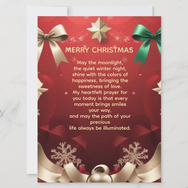 Merry Christmas Greeting Card with Festive Ribbons Meddelande (Framsida)