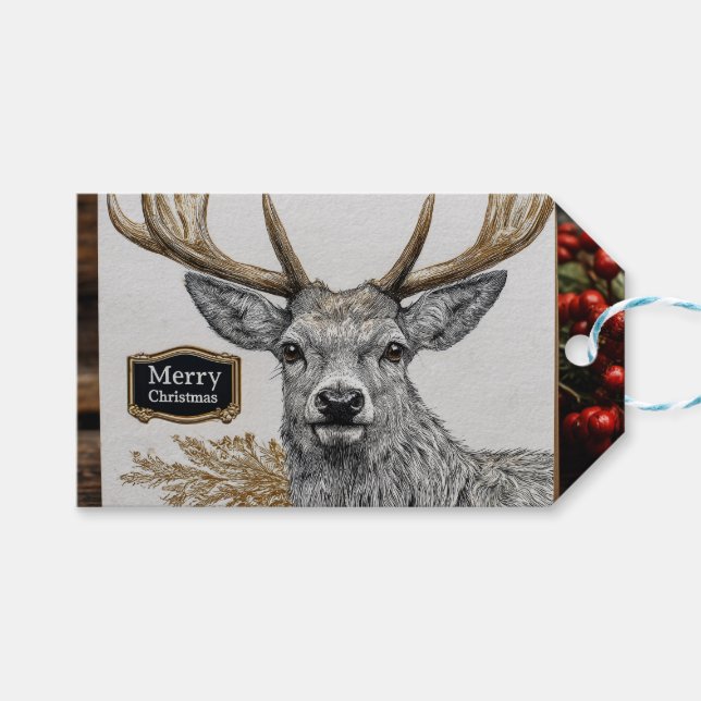 Merry Christmas greeting Presentetikett (Framsidan (Horisontell))