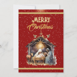 Merry Christmas Greetings: Gold, Red & Silver Hol Julkort