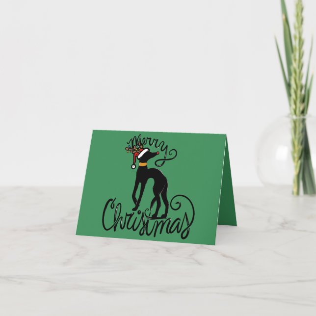 Merry Christmas Greyhound Kort (Framsida)
