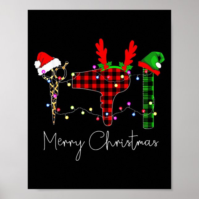 Merry Christmas Hairstylist Funny Tool Hairdresser Poster (Framsidan)