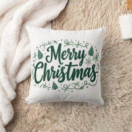 Merry Christmas Hand Lettering Decorative Pillow Kudde