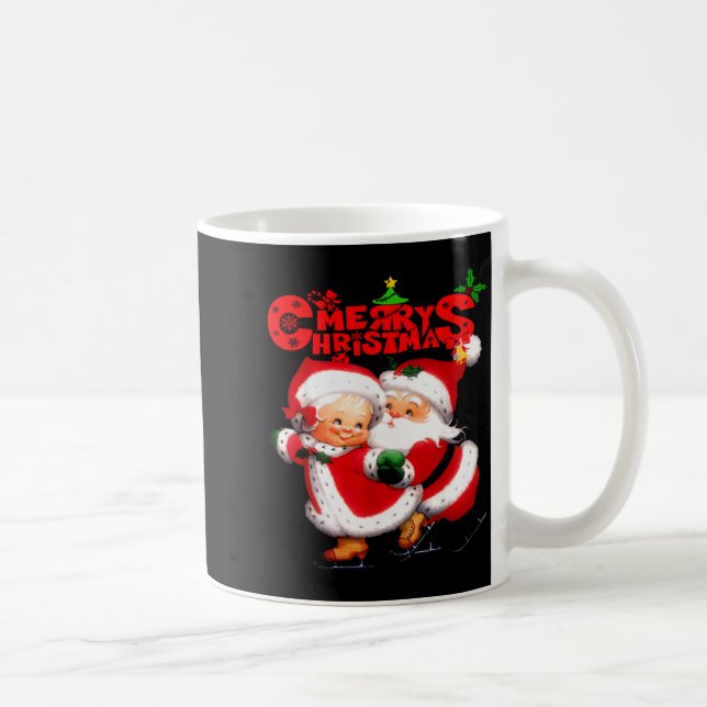 Merry Christmas - Happy Cute Mrs Claus And Mr Clau Kaffemugg (Höger)