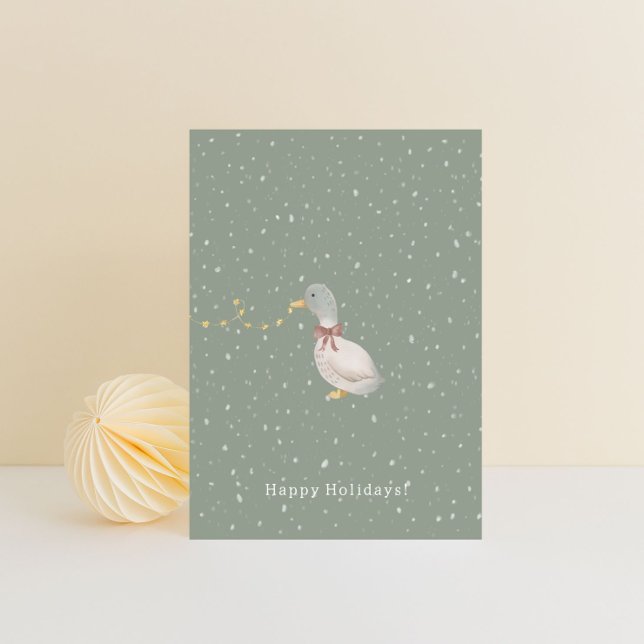 Merry Christmas Happy Holidays Duck Card Vykort (Skapare uppladdad)