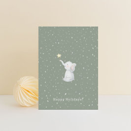 Merry Christmas Happy Holidays Elephant Card Vykort