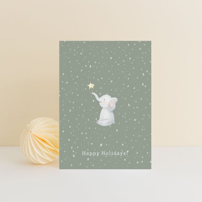 Merry Christmas Happy Holidays Elephant Card Vykort (Skapare uppladdad)