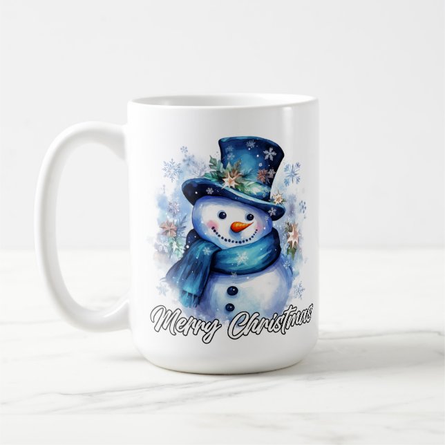Merry Christmas Happy Holidays Jolly Snowman Kaffemugg (Vänster)