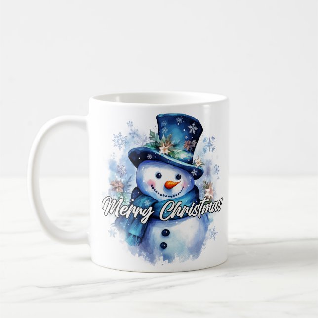 Merry Christmas Happy Holidays Winter Snowman Kaffemugg (Vänster)