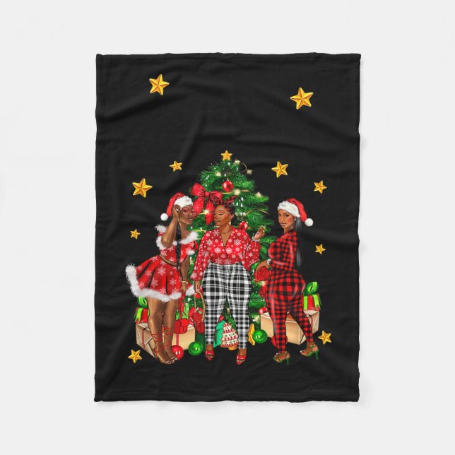 Merry Christmas Happy New Year African American Bl Fleecefilt (Framsidan)