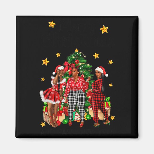Merry Christmas Happy New Year African American Bl Magnet (Framsidan)