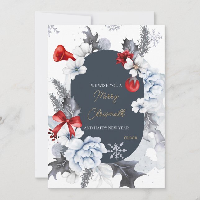 Merry Christmas happy new year card Tack Kort (Framsida)