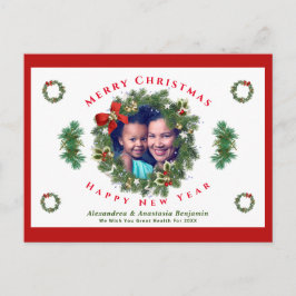 Merry Christmas Happy New Year Family Photo Custom Helg Vykort