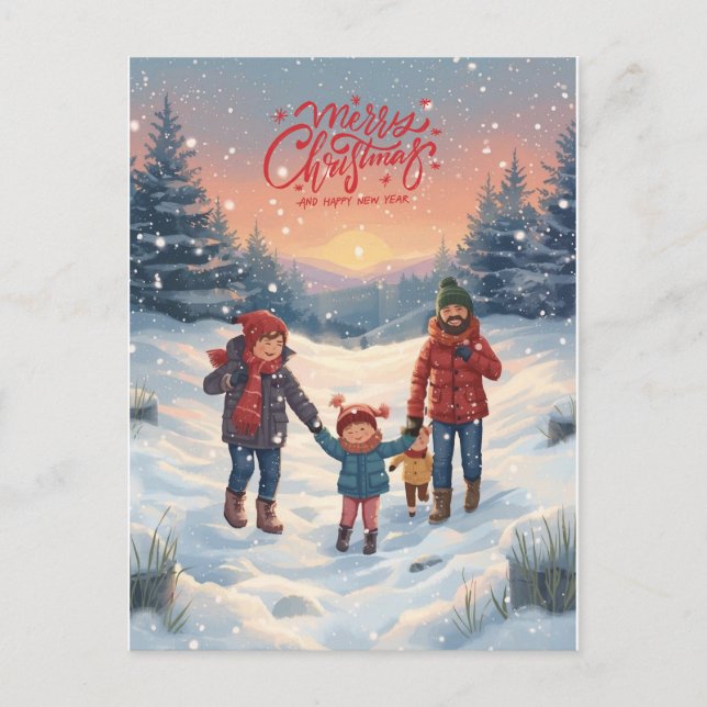 Merry Christmas & Happy New Year Helg Vykort (Framsida)