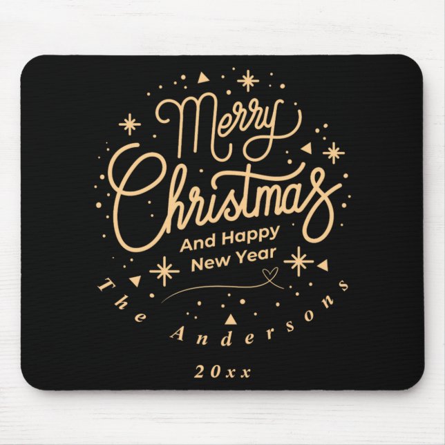 Merry Christmas Happy New Year Modern Green Gold T Musmatta (Framsidan)