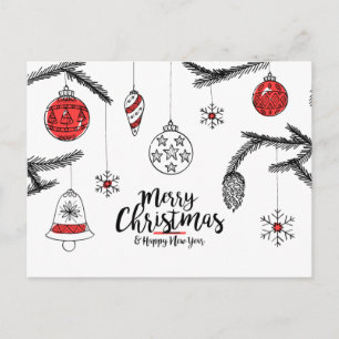 Merry Christmas & Happy New Year Postcard Vykort