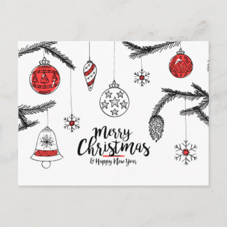 Merry Christmas & Happy New Year Postcard Vykort