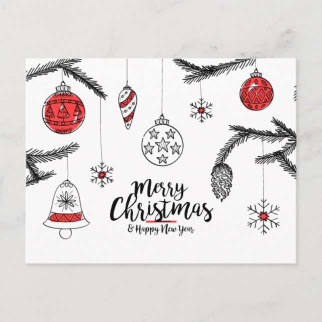 Merry Christmas & Happy New Year Postcard Vykort (Framsida)