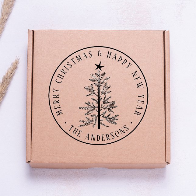 Merry Christmas & Happy New Year  Självfärgande Stämpel (Skapare uppladdad)