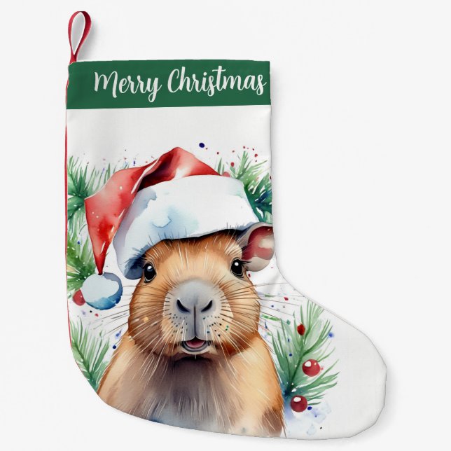 Merry Christmas Hat Festive Capybara -  Liten Julstrumpa (Framsidan)