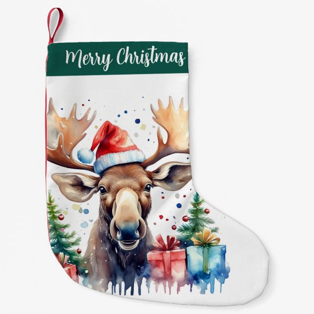Merry Christmas Hat Festive Moose -  Liten Julstrumpa (Framsidan)
