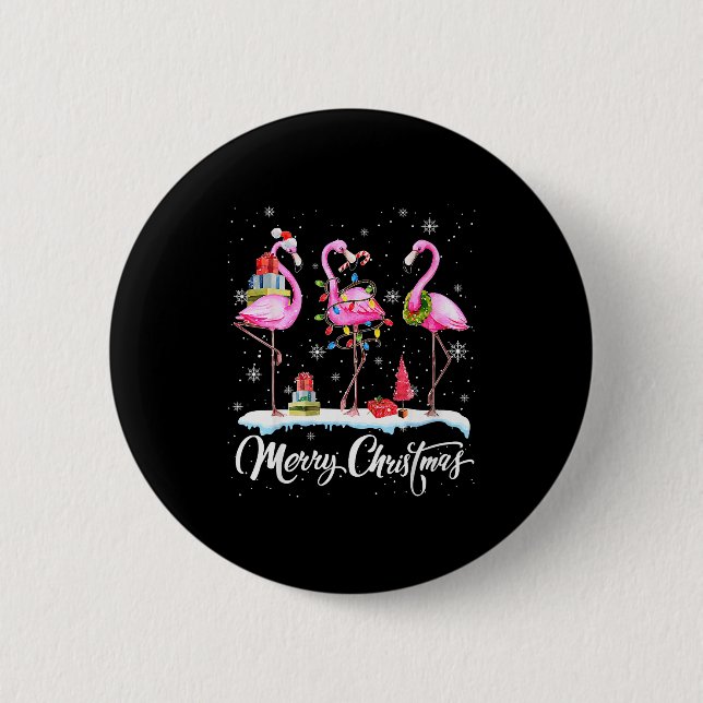 Merry Christmas Hat Santa Flamingo Light Christmas Knapp (Framsida)