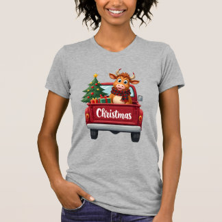 Merry Christmas Highland Cow Christmas Tree Red Tr T Shirt