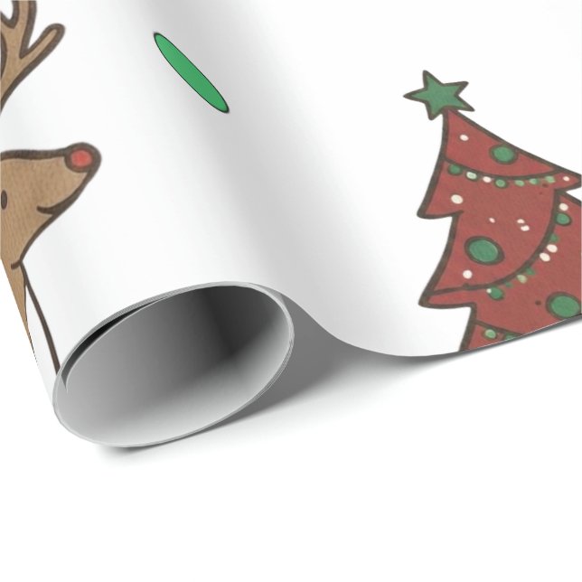 Merry Christmas Holiday Deer & Candy Cane Gift Wra Presentpapper (Rullad Hörn)
