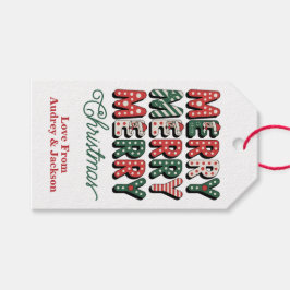 Merry Christmas Holiday Gift Tag Presentetikett