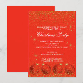 Merry Christmas Holiday Party Glitter Inbjudningar