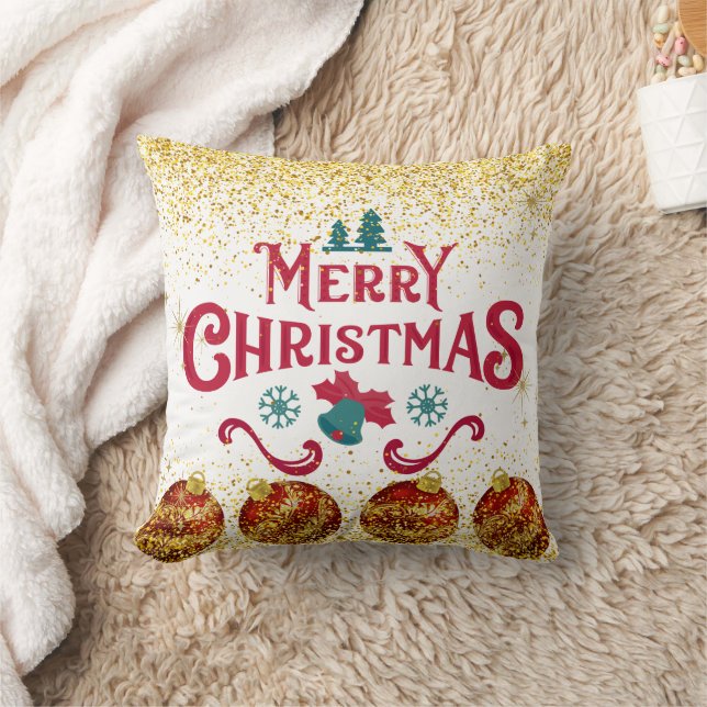 Merry Christmas Holiday Party Glitter Kudde (Filt)