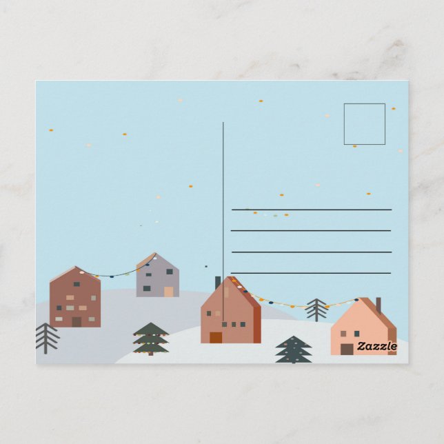 Merry Christmas Holiday Postcard Design Template Vykort (Baksida)
