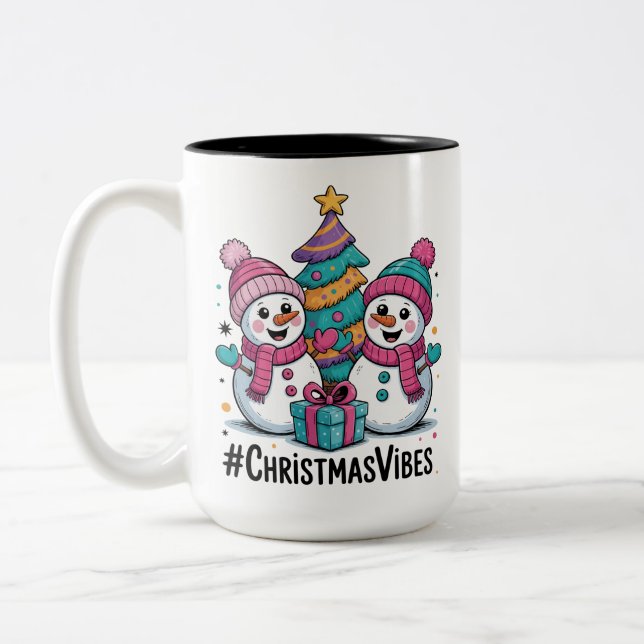 Merry Christmas Holiday Vibes Två-Tonad Mugg (Vänster)