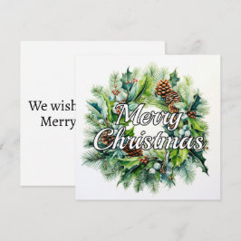 Merry Christmas Holiday Wreath Julkort