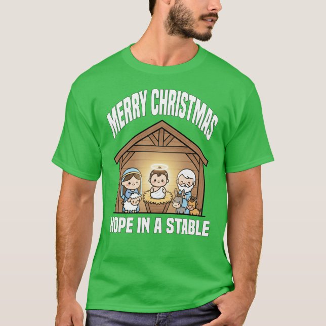 MERRY CHRISTMAS HOPE IN A STABLE Ba boy T Shirt (Framsida)