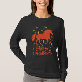 Merry Christmas Horse Silhouette T Shirt
