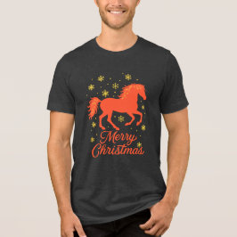 Merry Christmas Horse Silhouette T Shirt
