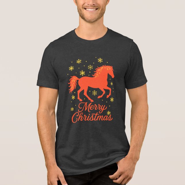 Merry Christmas Horse Silhouette T Shirt (Framsida)