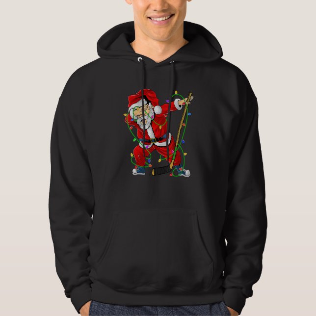 Merry Christmas Ice Hockey Dabbing Santa Claus Hoc Hoodie (Framsida)