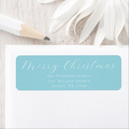 Merry Christmas Icy Blue Return Address Label Returadress Etikett